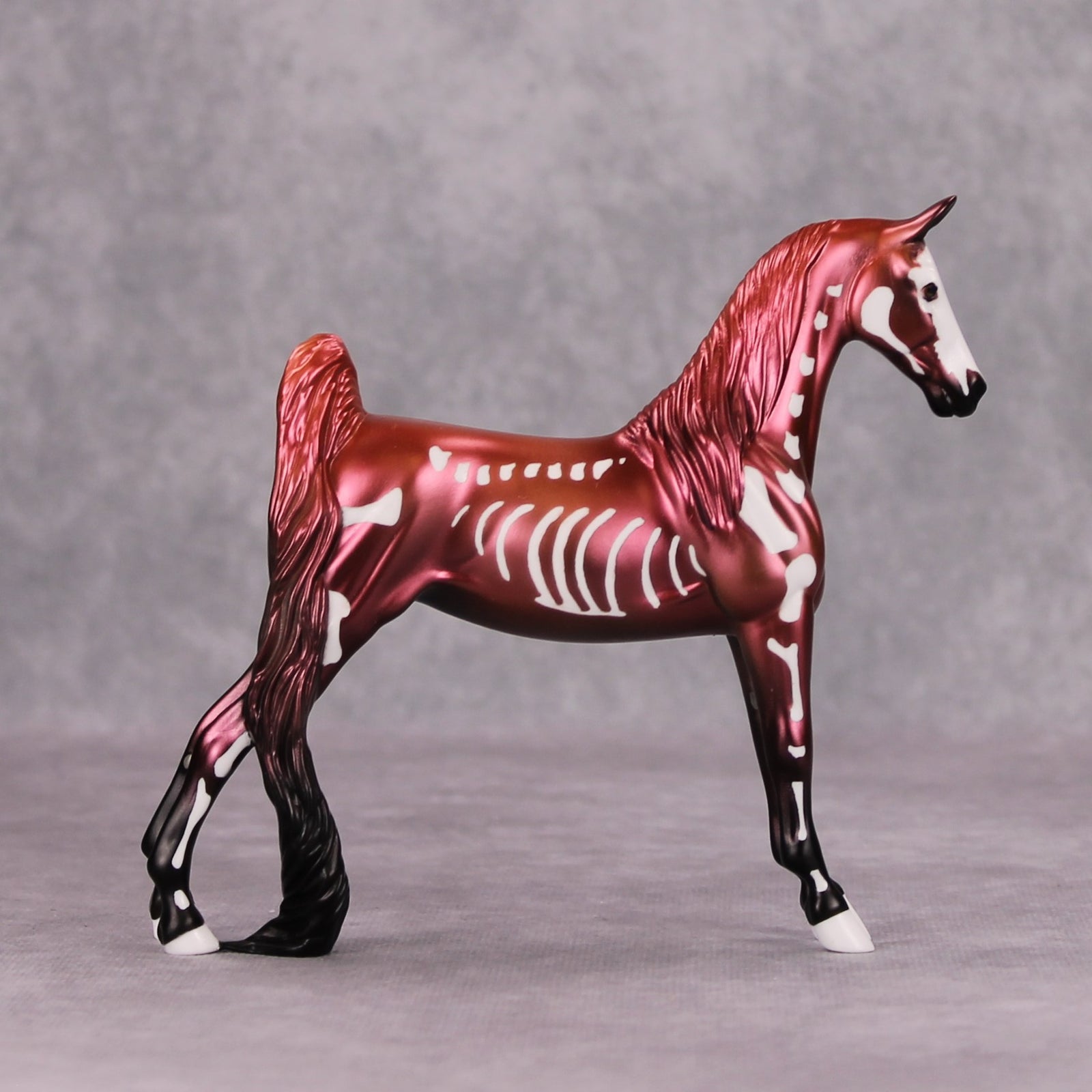 Timbers: Shivered OOAK Metallic Red Bones Deco Pebble Saddlebred By Jamie Adamson MM24