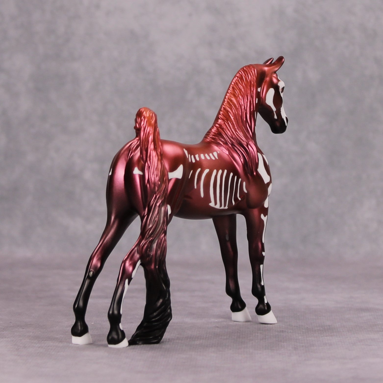 Timbers: Shivered OOAK Metallic Red Bones Deco Pebble Saddlebred By Jamie Adamson MM24