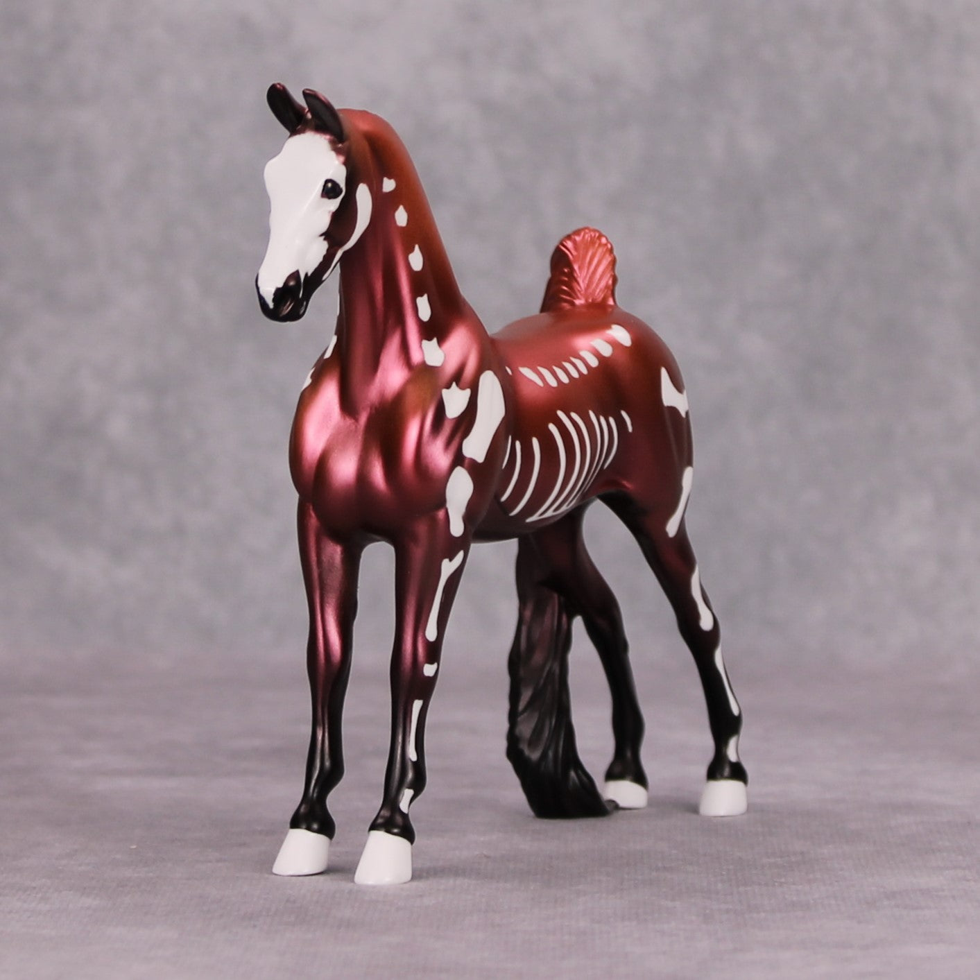 Timbers: Shivered OOAK Metallic Red Bones Deco Pebble Saddlebred By Jamie Adamson MM24