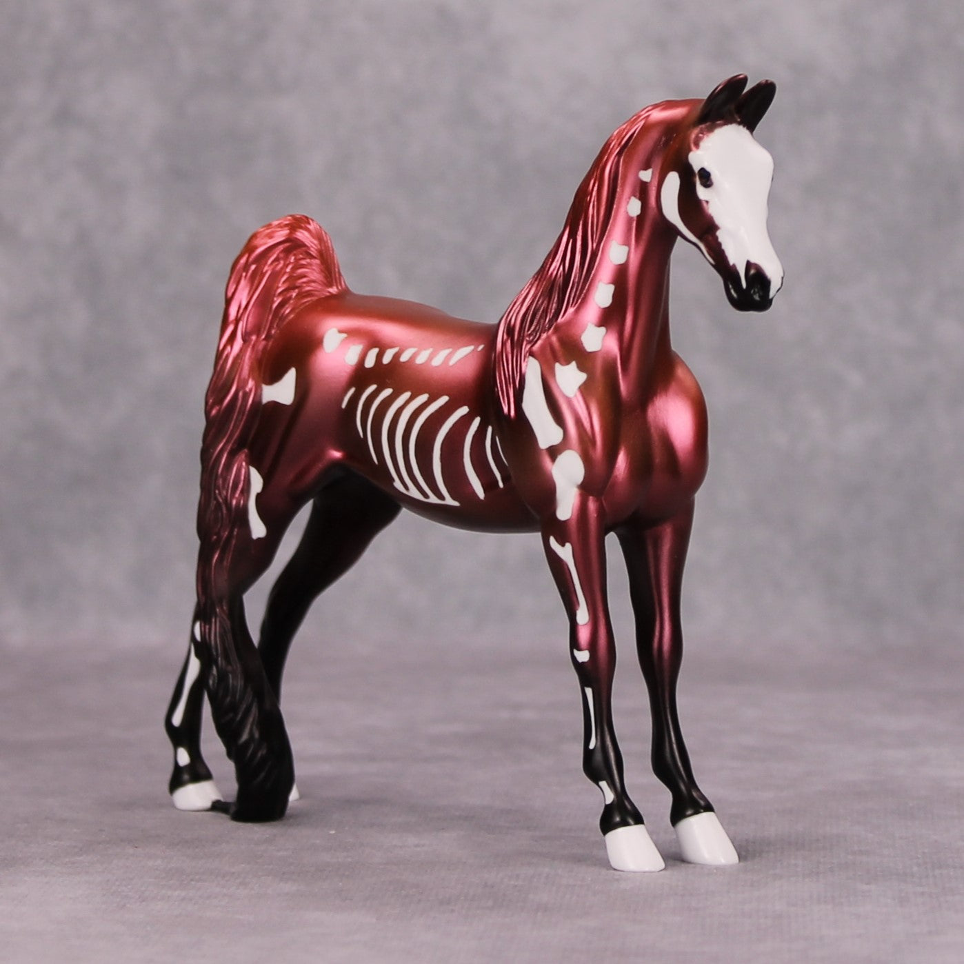 Timbers: Shivered OOAK Metallic Red Bones Deco Pebble Saddlebred By Jamie Adamson MM24
