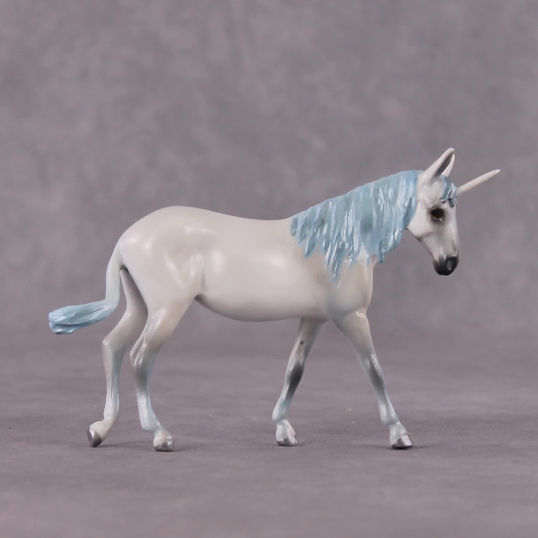 "Lil Mulicorn" OOAK EFCM Deco White & Baby Blue Unicorn Mule Chip By Tiffany Purdy - GemStone Series
