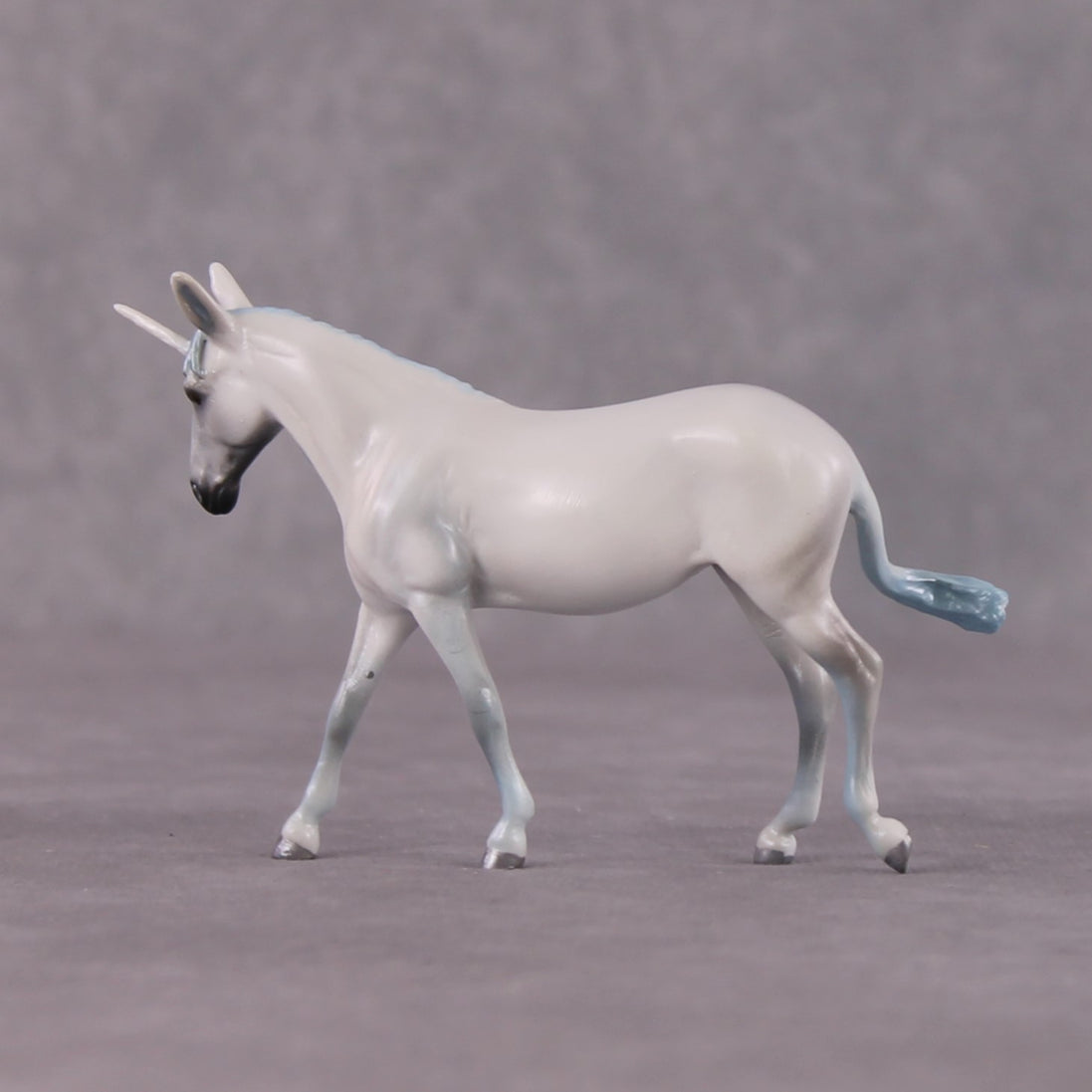 "Lil Mulicorn" OOAK EFCM Deco White & Baby Blue Unicorn Mule Chip By Tiffany Purdy - GemStone Series