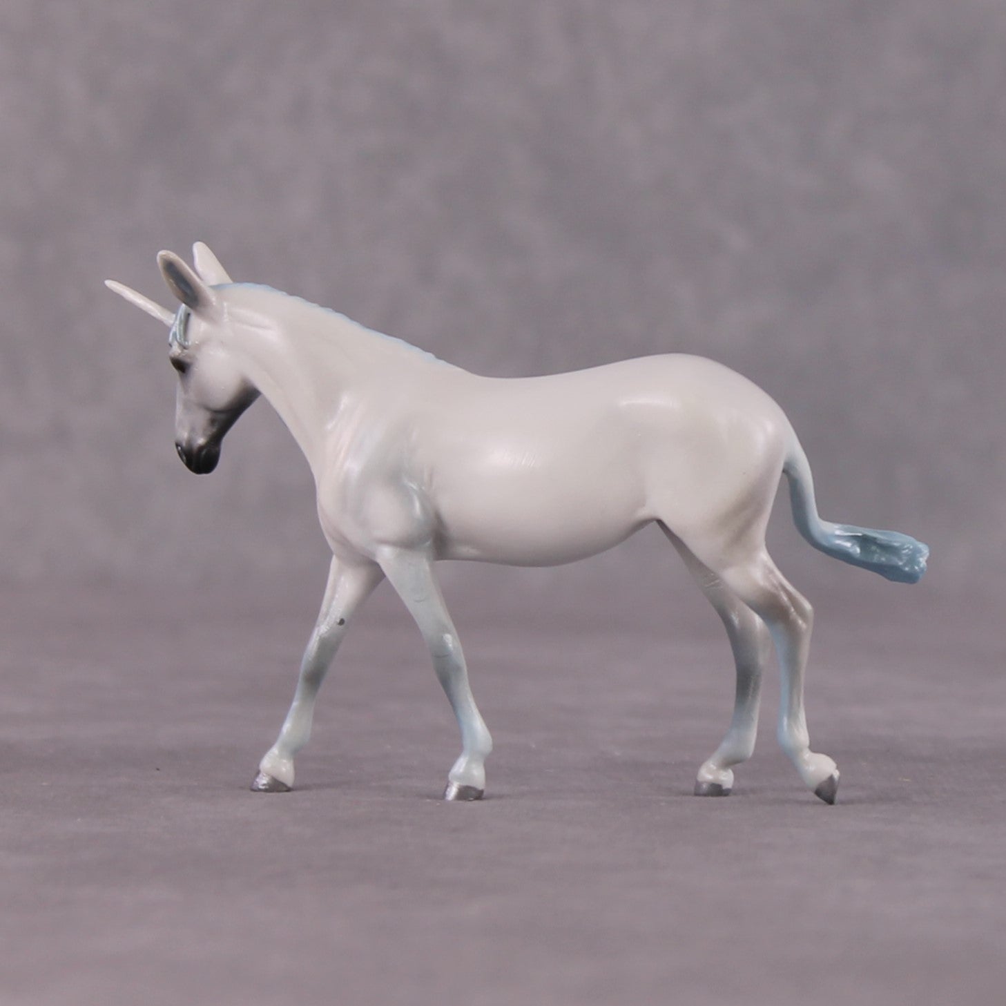"Lil Mulicorn" OOAK EFCM Deco White &amp; Baby Blue Unicorn Mule Chip By Tiffany Purdy - GemStone Series