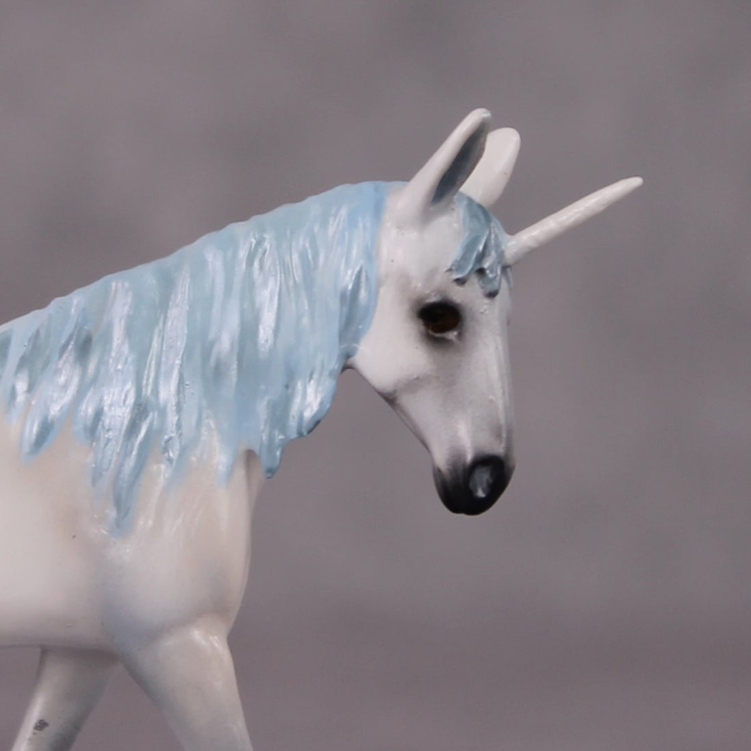 "Lil Mulicorn" OOAK EFCM Deco White & Baby Blue Unicorn Mule Chip By Tiffany Purdy - GemStone Series