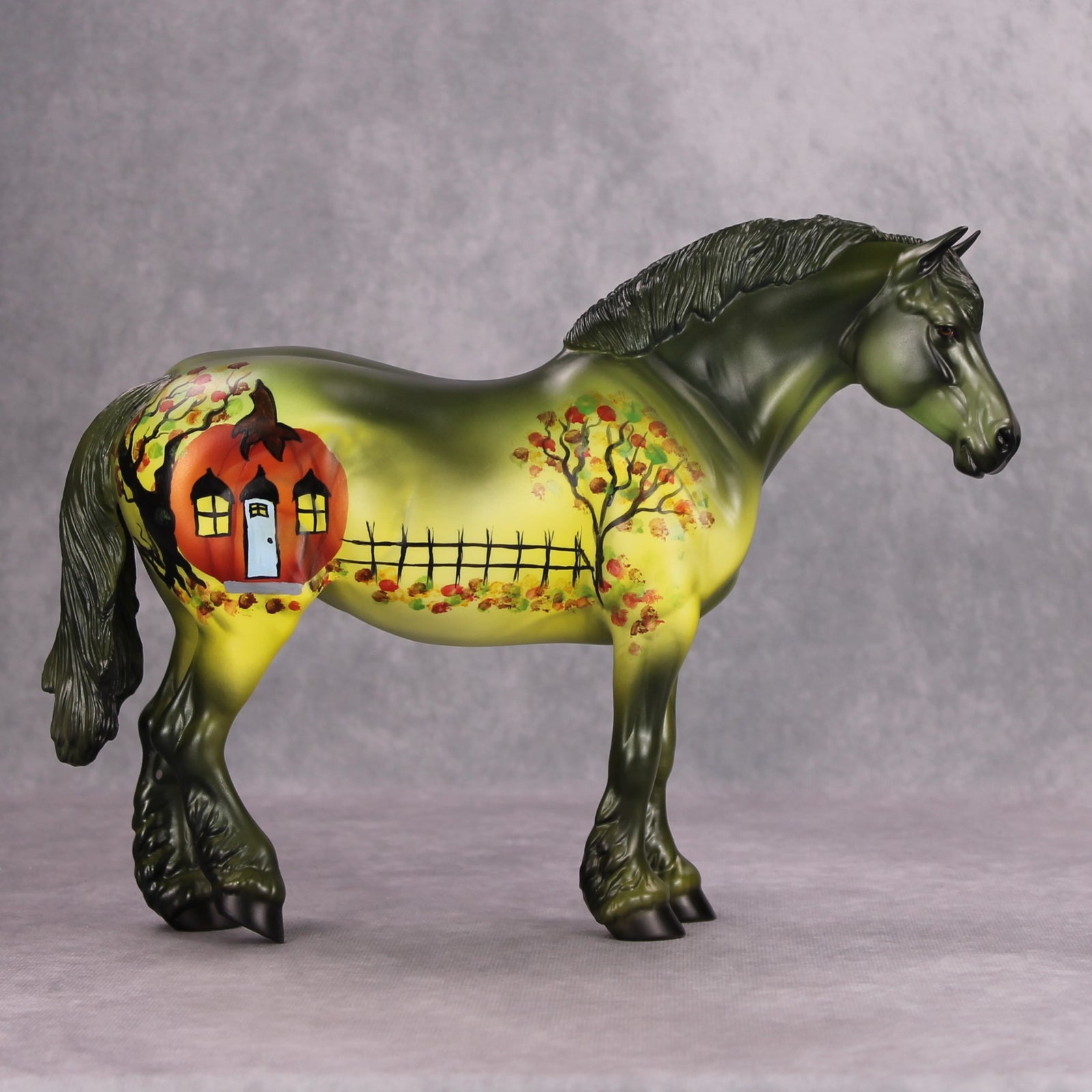 Knock Knock OOAK Green Pumpkin House Deco Heavy Draft By Dawn Quick