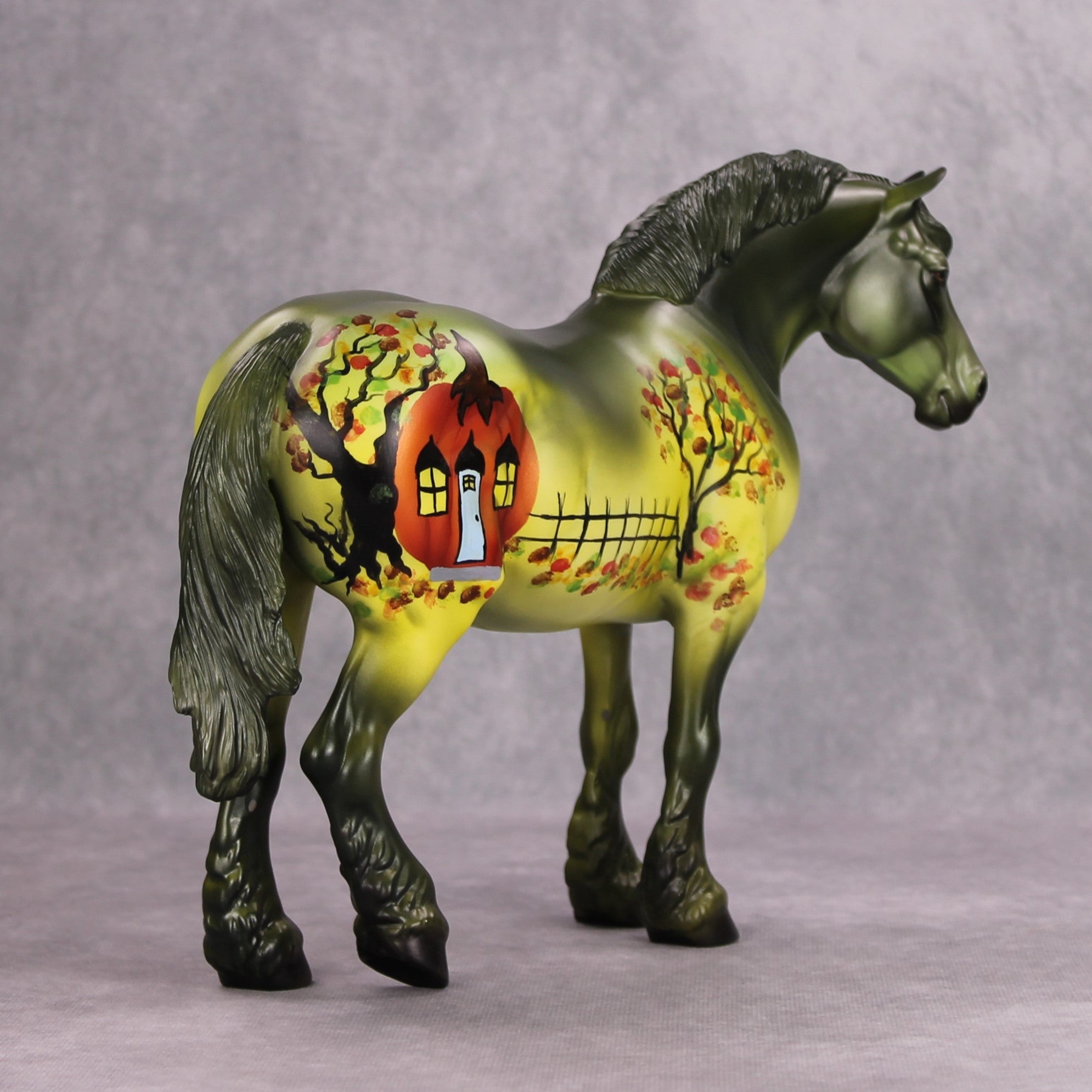 Knock Knock OOAK Green Pumpkin House Deco Heavy Draft By Dawn Quick