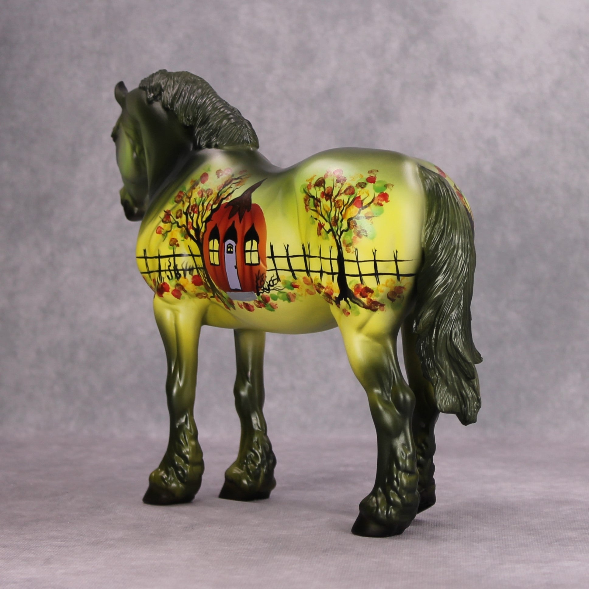 Knock Knock OOAK Green Pumpkin House Deco Heavy Draft By Dawn Quick