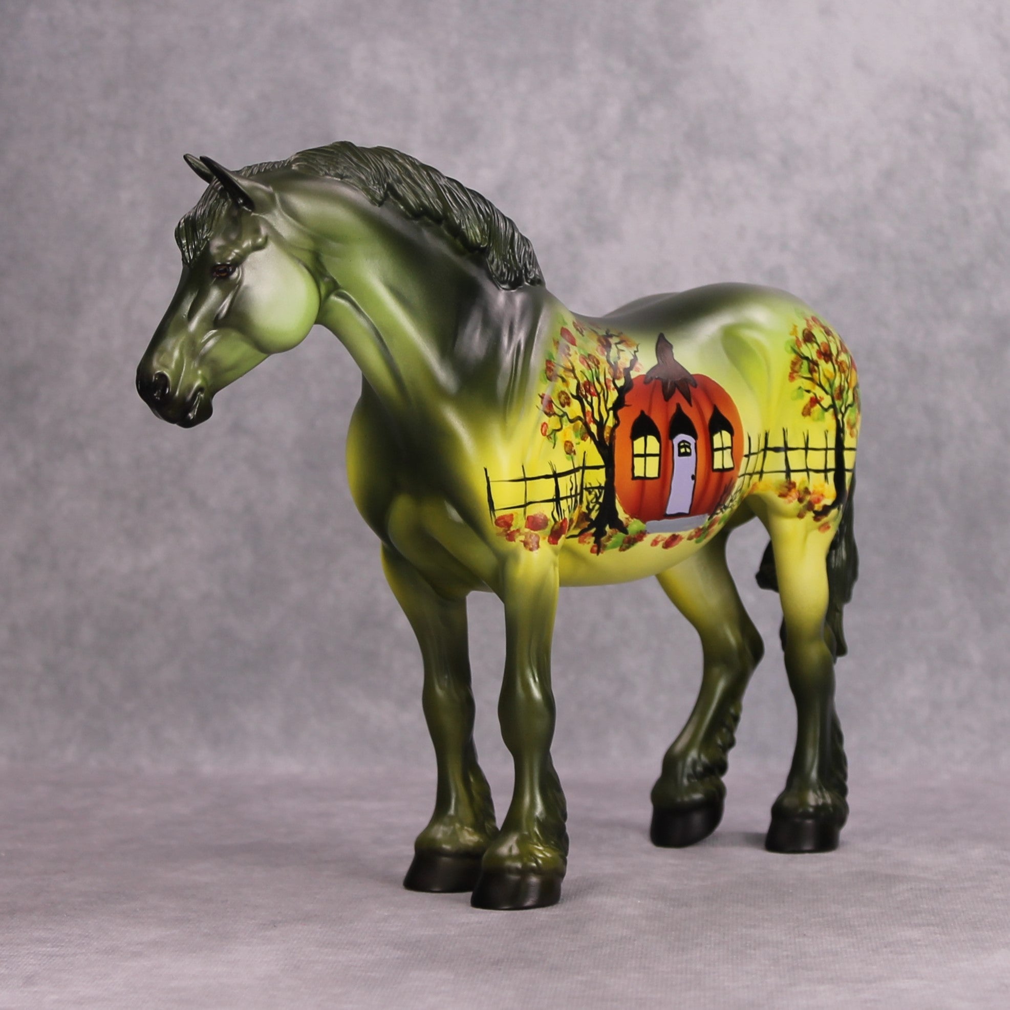 Knock Knock OOAK Green Pumpkin House Deco Heavy Draft By Dawn Quick