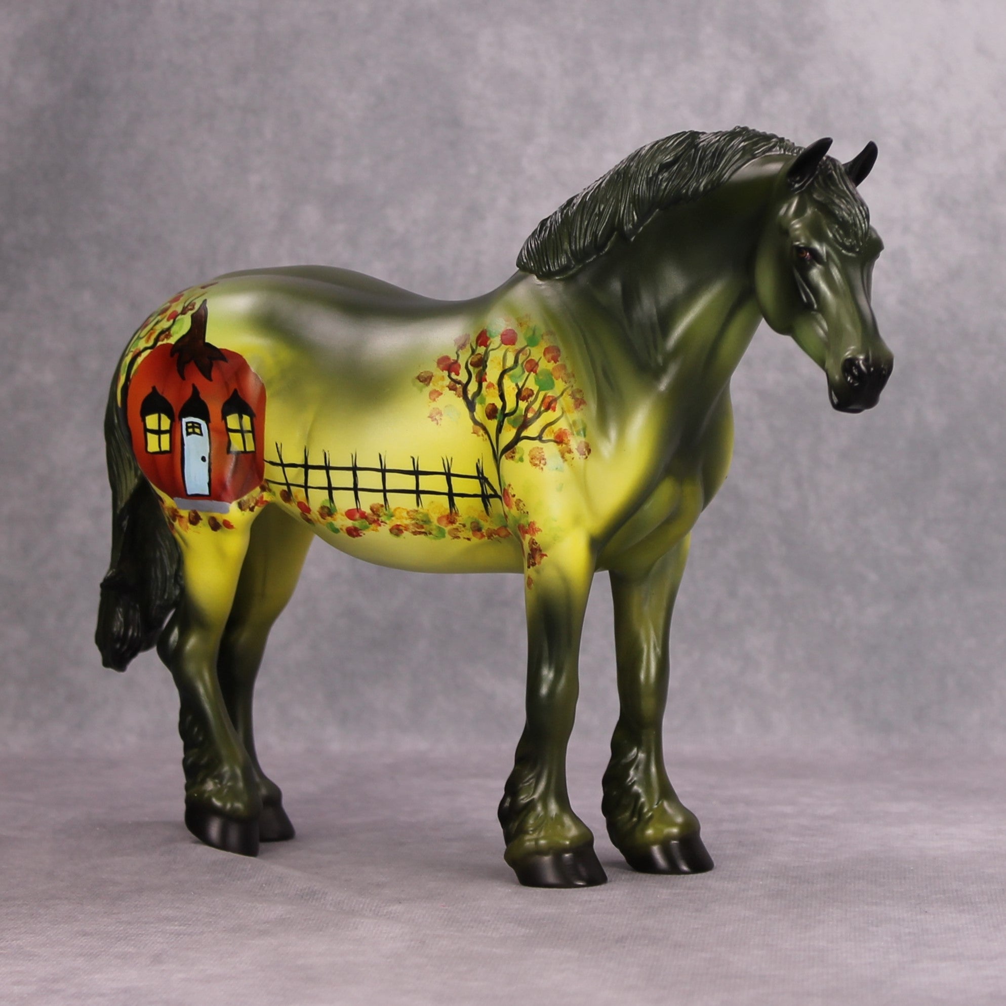 Knock Knock OOAK Green Pumpkin House Deco Heavy Draft By Dawn Quick