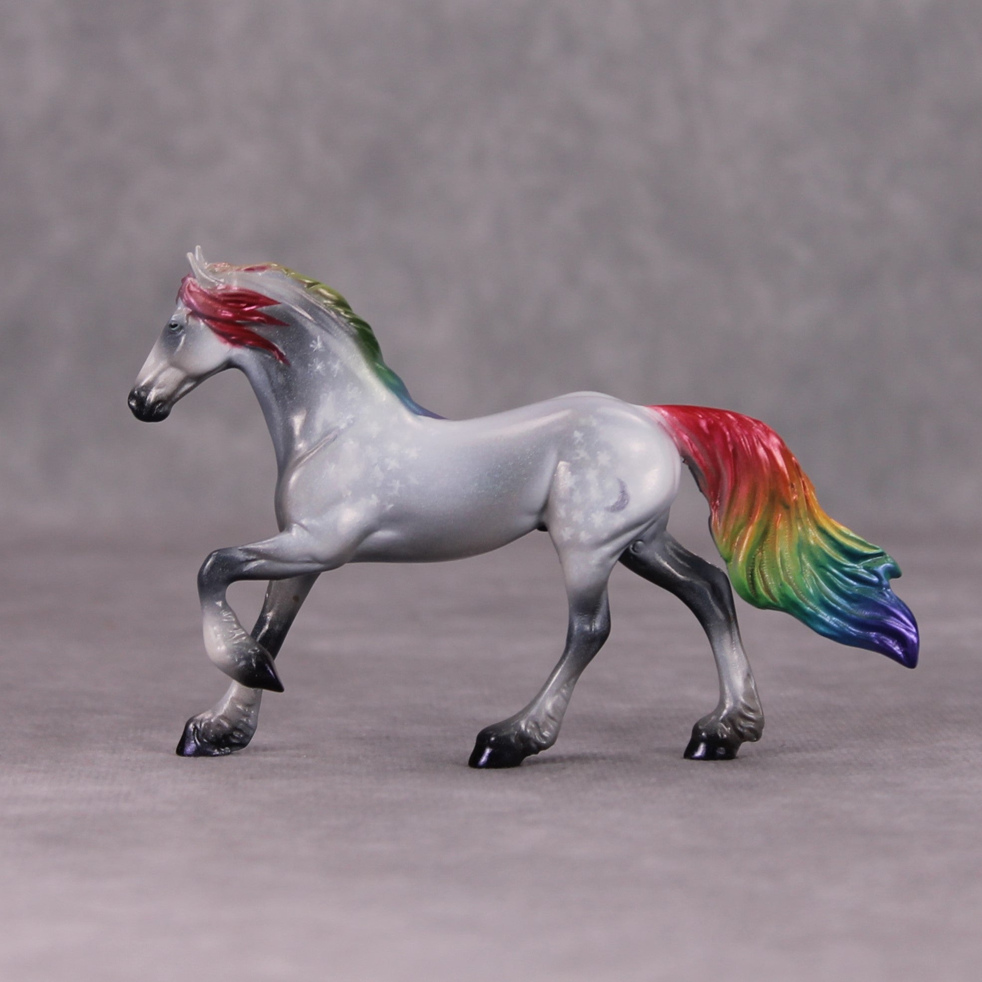 Silvermoon OOAK Deco Dapple Grey Rainbow Friesian Chip By Pernille Forsberg Bojsen November 2024