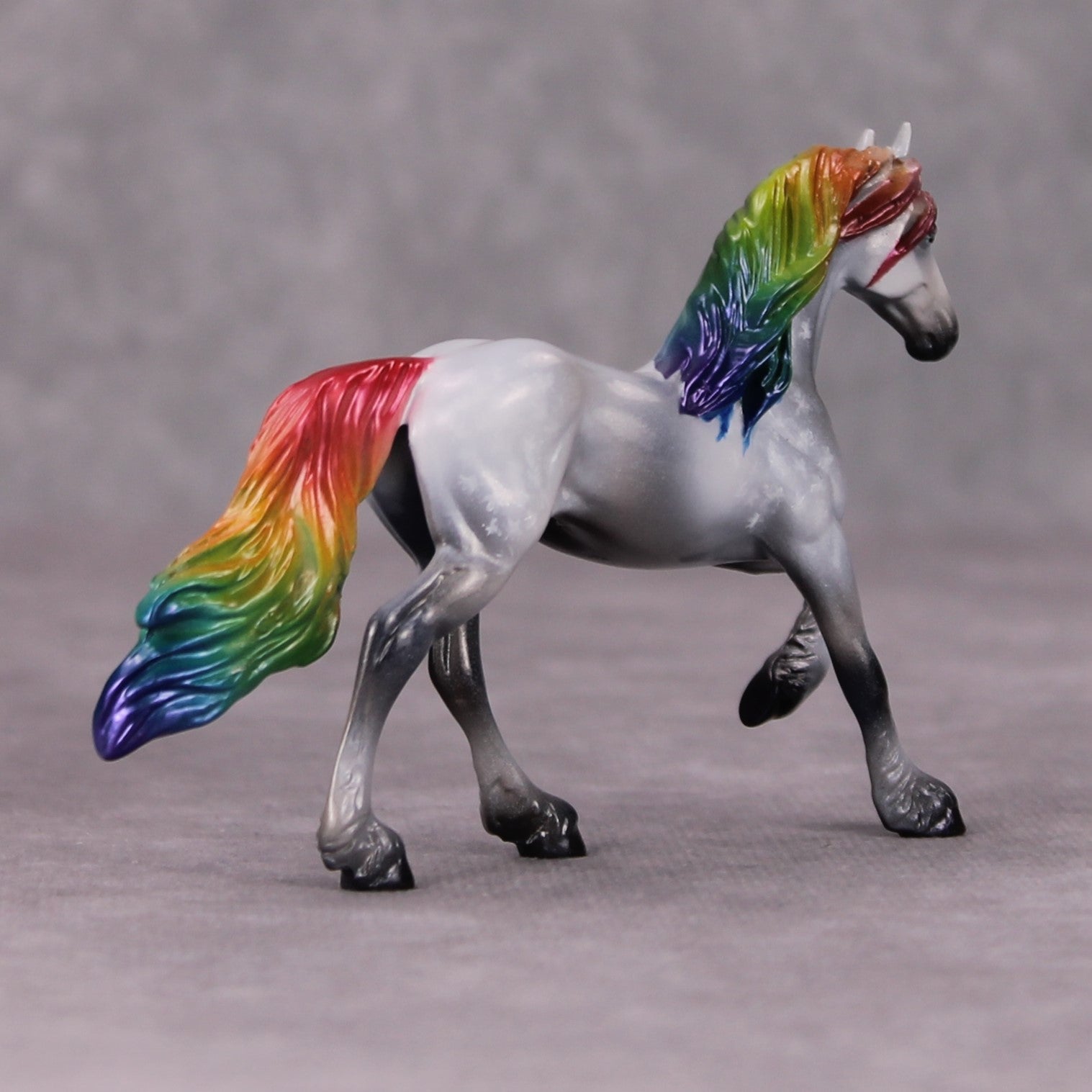 Silvermoon OOAK Deco Dapple Grey Rainbow Friesian Chip By Pernille Forsberg Bojsen November 2024