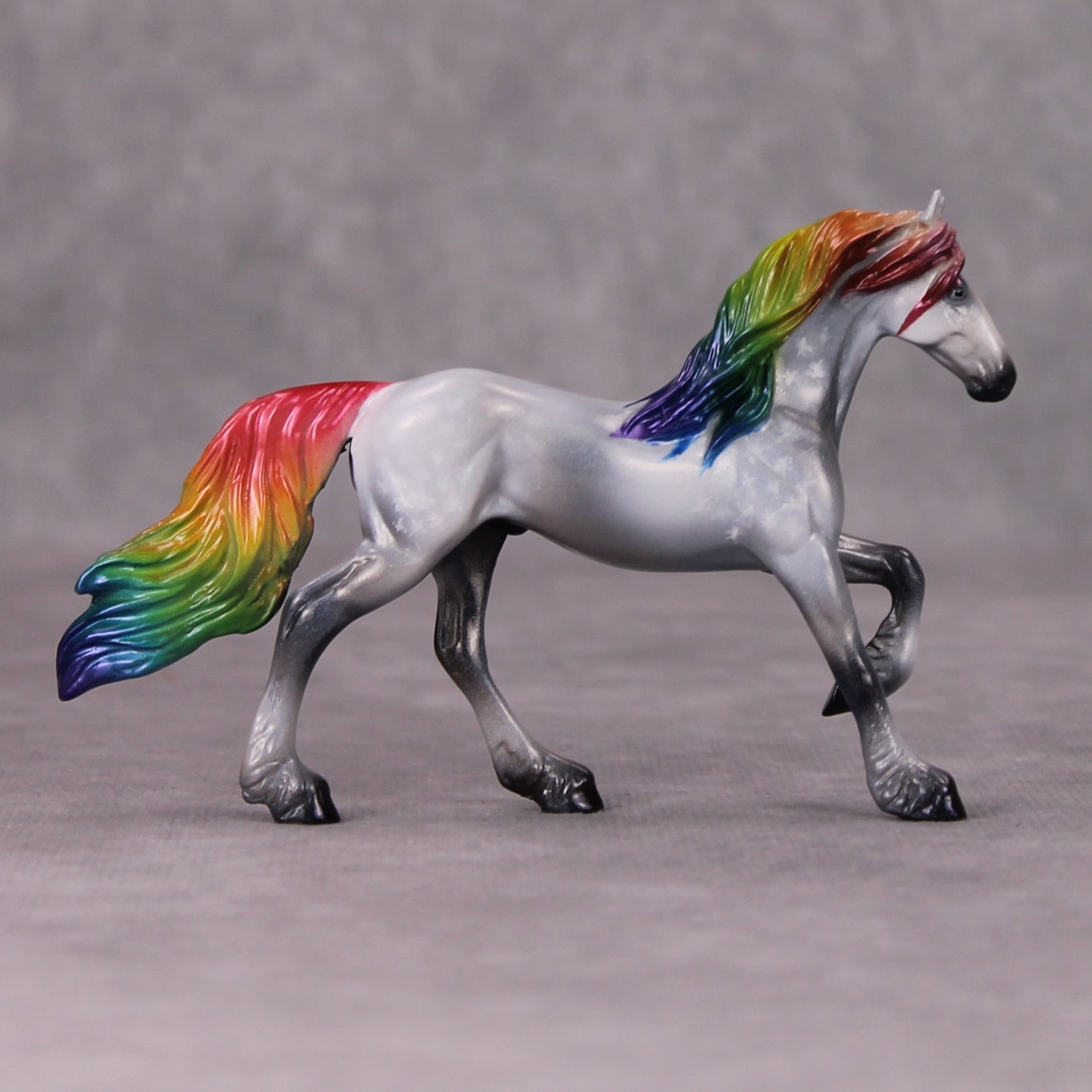 Silvermoon OOAK Deco Dapple Grey Rainbow Friesian Chip By Pernille Forsberg Bojsen November 2024
