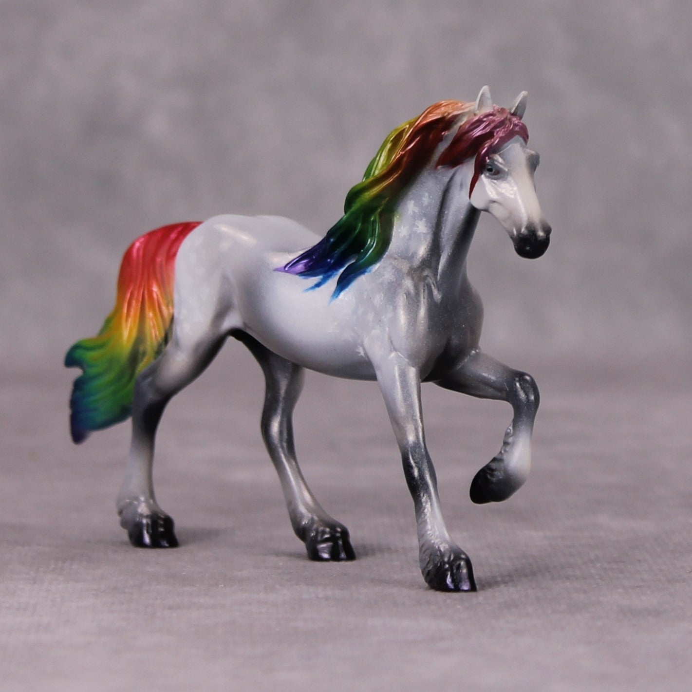 Silvermoon OOAK Deco Dapple Grey Rainbow Friesian Chip By Pernille Forsberg Bojsen November 2024