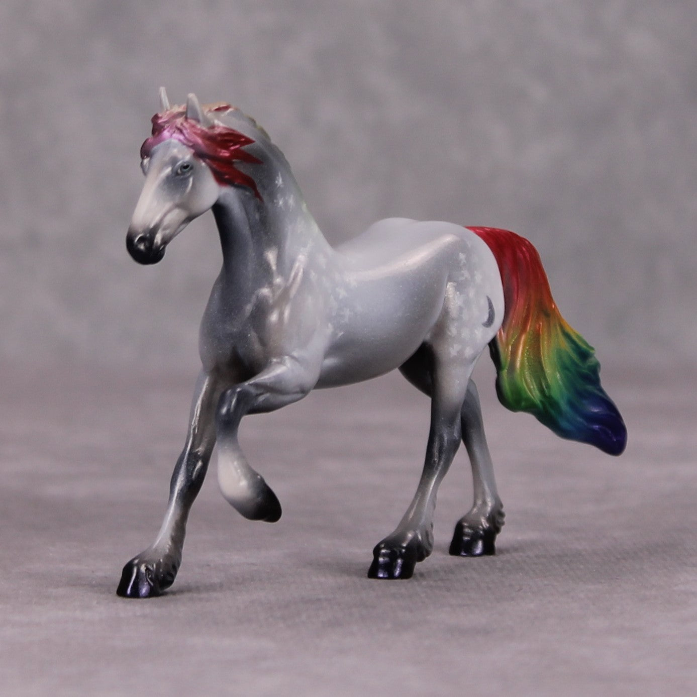 Silvermoon OOAK Deco Dapple Grey Rainbow Friesian Chip By Pernille Forsberg Bojsen November 2024