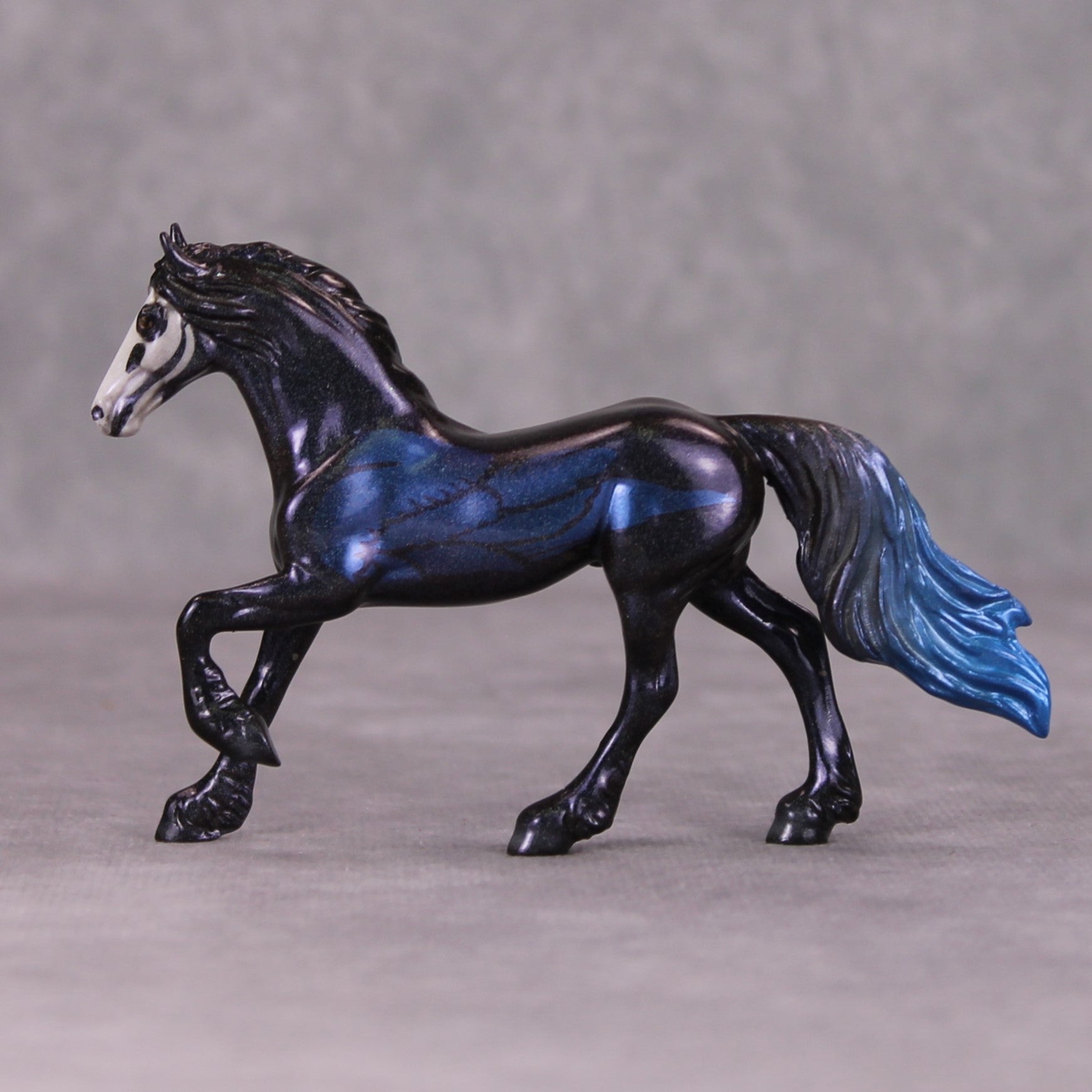 Crowley OOAK Deco Blue Holo Bird Skull Friesian Chip By Pernille Forsberg Bojsen November 2024