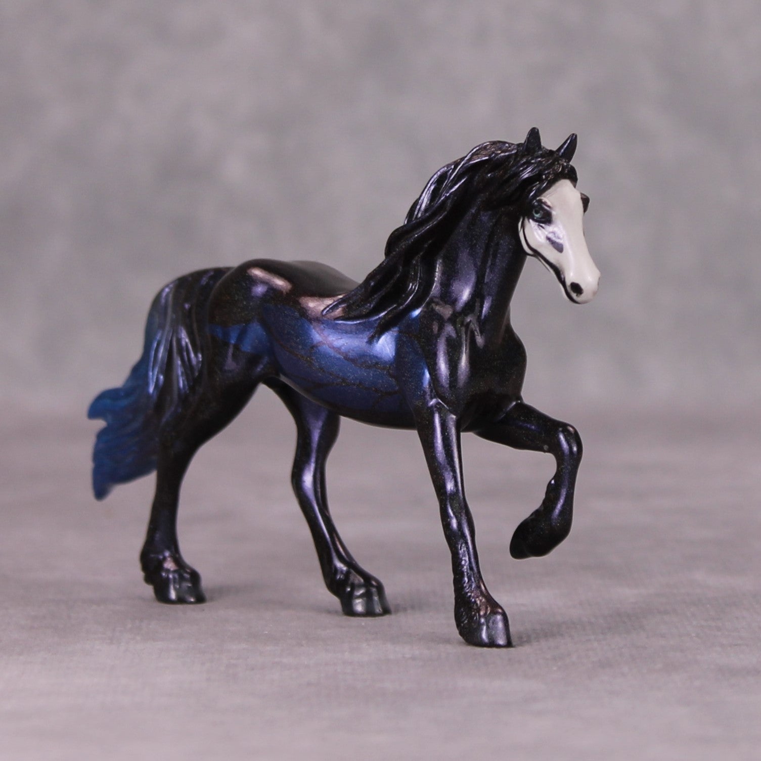Crowley OOAK Deco Blue Holo Bird Skull Friesian Chip By Pernille Forsberg Bojsen November 2024