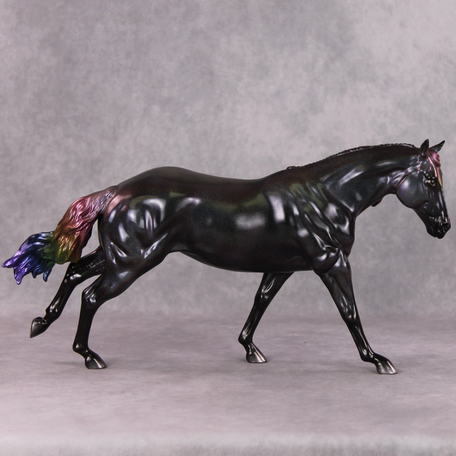 Darkness Dark OOAK Deco Running Stock Horse  Painted By Pernille Forsberg Bojsen MHP Auction