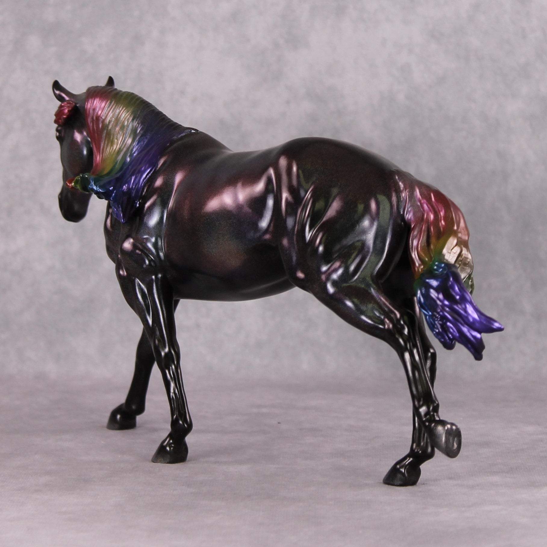 Darkness Dark OOAK Deco Running Stock Horse  Painted By Pernille Forsberg Bojsen MHP Auction