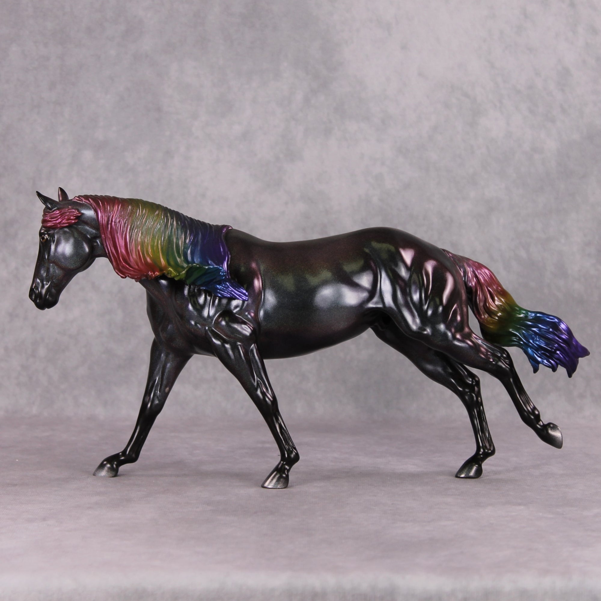 Darkness Dark OOAK Deco Running Stock Horse  Painted By Pernille Forsberg Bojsen MHP Auction