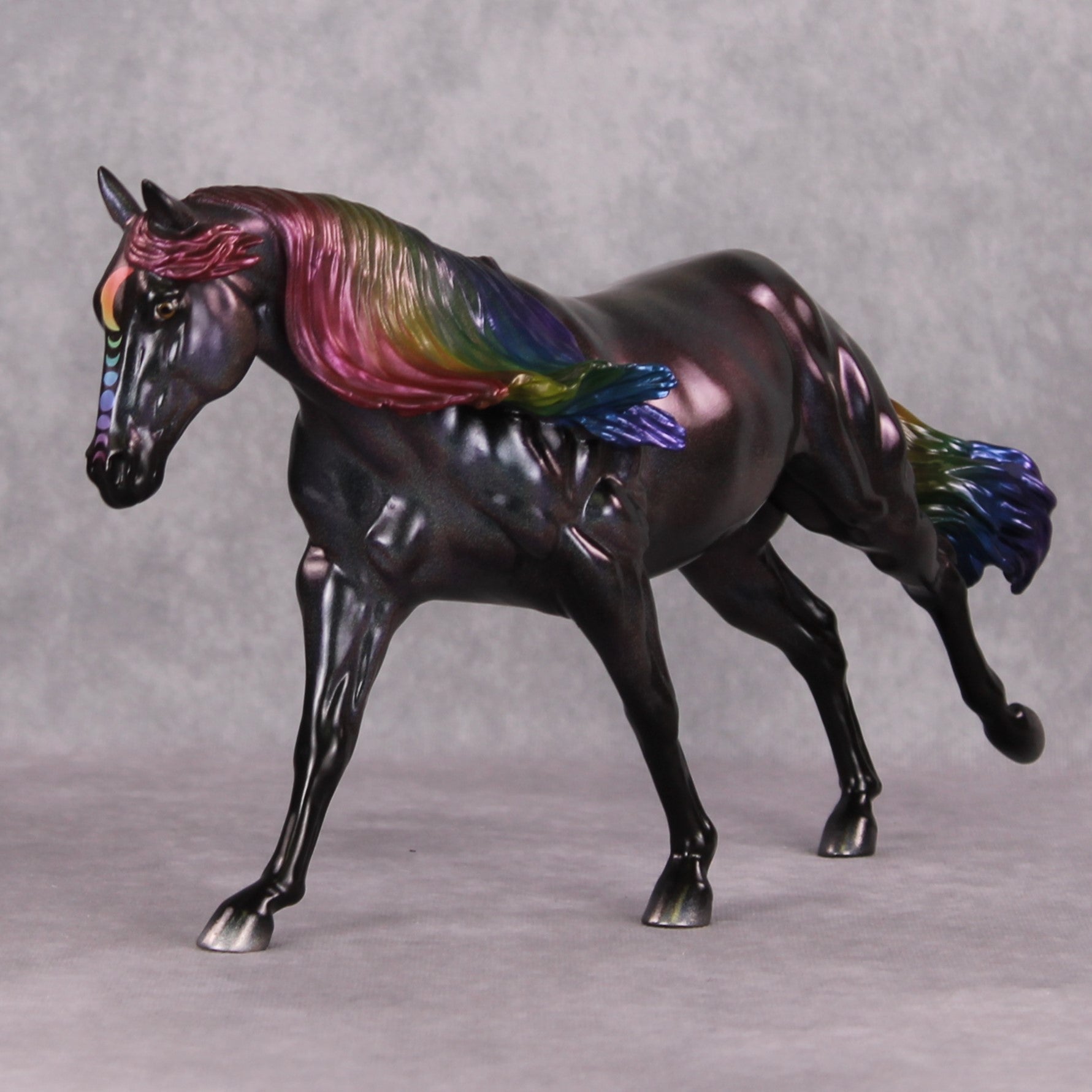 Darkness Dark OOAK Deco Running Stock Horse  Painted By Pernille Forsberg Bojsen MHP Auction