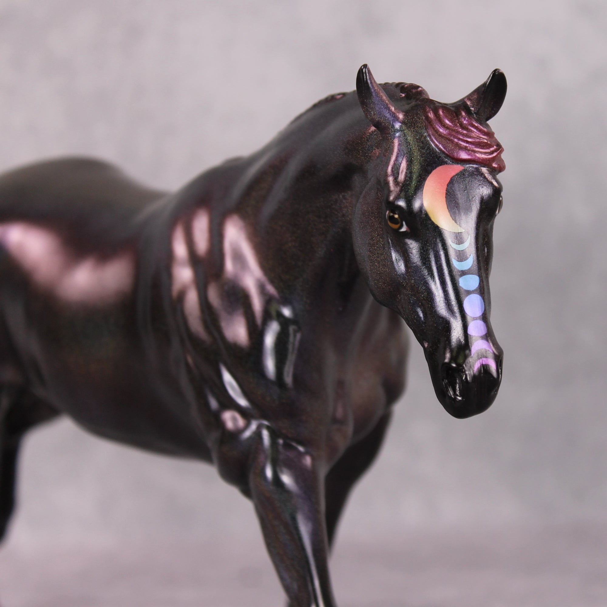 Darkness Dark OOAK Deco Running Stock Horse  Painted By Pernille Forsberg Bojsen MHP Auction