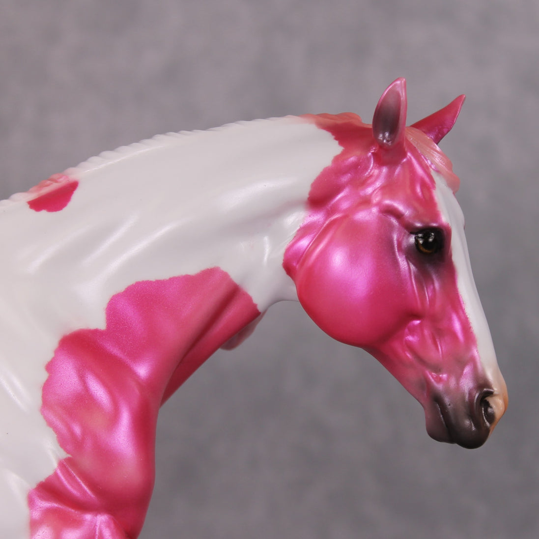Flying Flamingo OOAK Pink Pinto Deco Running Stock Horse By Heather Bullach Model Horse Place 12/3/24