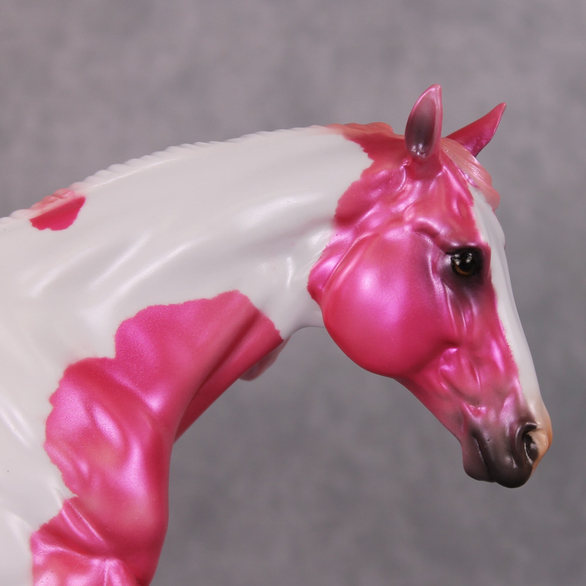 Flying Flamingo OOAK Pink Pinto Deco Running Stock Horse By Heather Bullach Model Horse Place 12/3/24