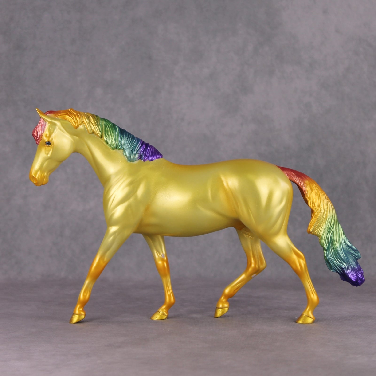 Eventual Rainbows OOAK Deco yellow/gold/citrine Rainbow Pony with western mane and tail By Erin Corbett Black Friday Surprise Random Drops