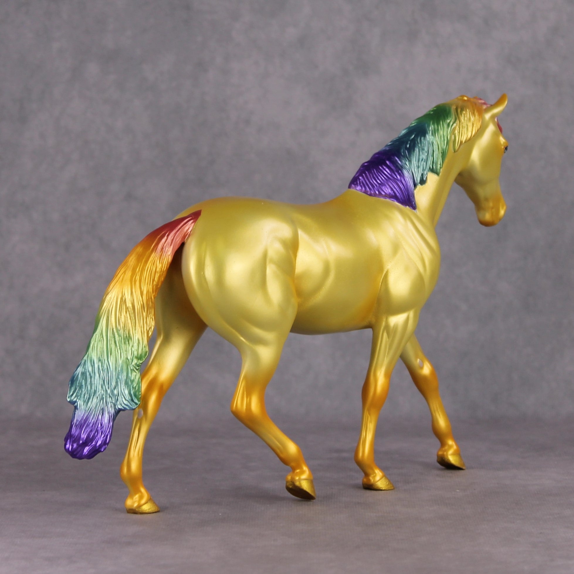 Eventual Rainbows OOAK Deco yellow/gold/citrine Rainbow Pony with western mane and tail By Erin Corbett Black Friday Surprise Random Drops