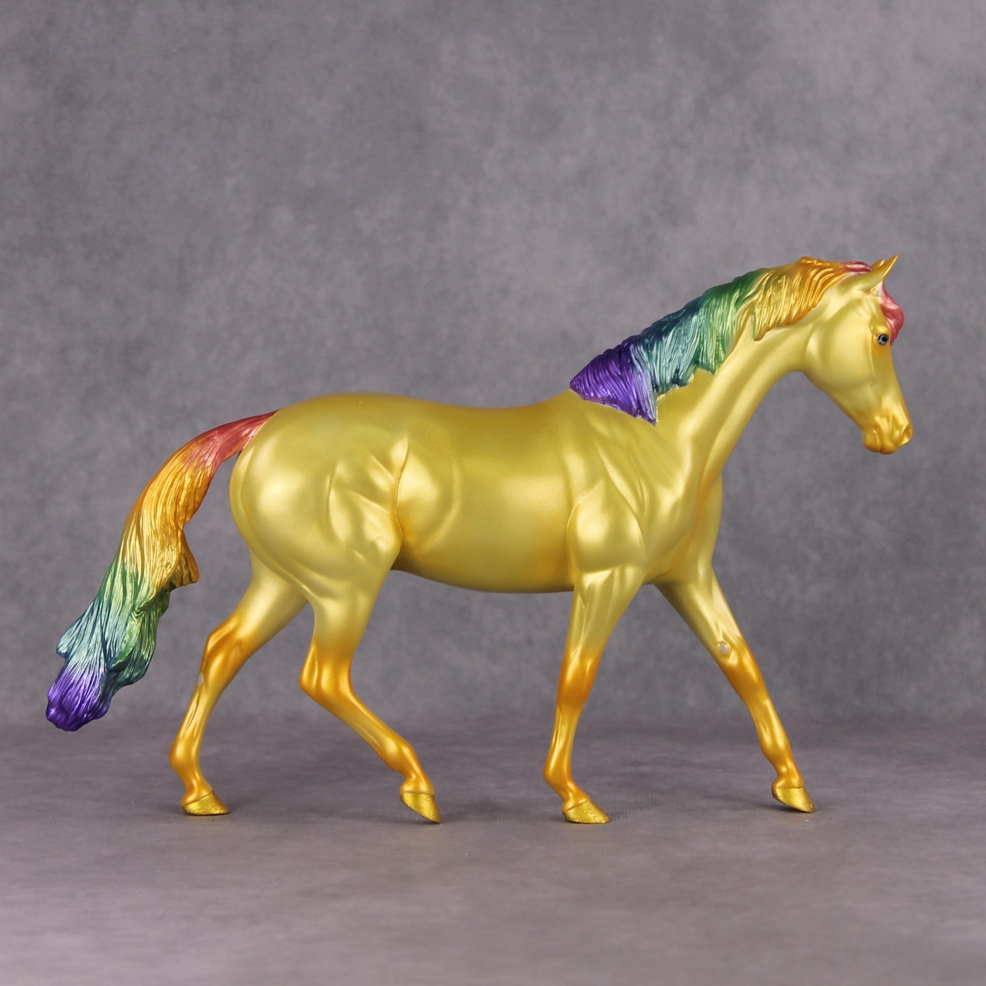 Eventual Rainbows OOAK Deco yellow/gold/citrine Rainbow Pony with western mane and tail By Erin Corbett Black Friday Surprise Random Drops