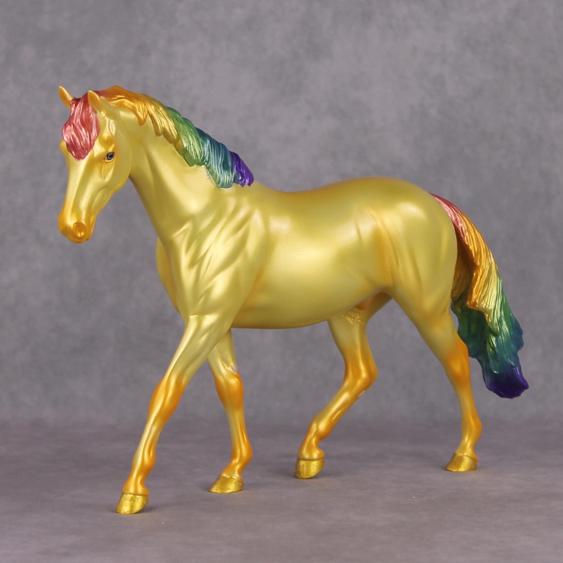 Eventual Rainbows OOAK Deco yellow/gold/citrine Rainbow Pony with western mane and tail By Erin Corbett Black Friday Surprise Random Drops