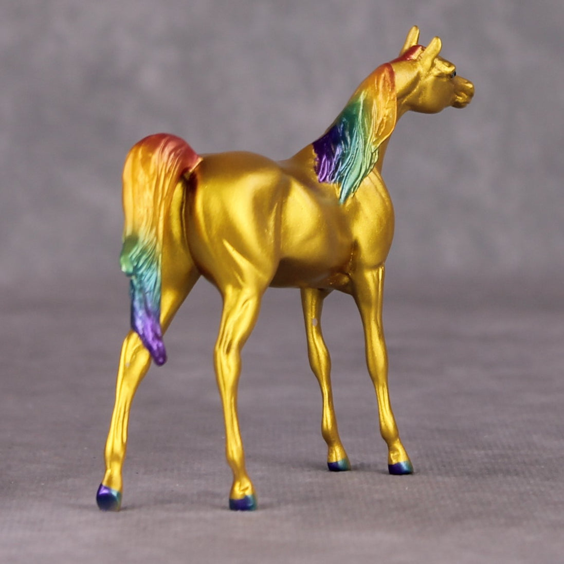 The Cat Eyes OOAK Gold with Rainbow Mane & Tail Arabian Chip By Erin Corbett and Jess Hamill HS24