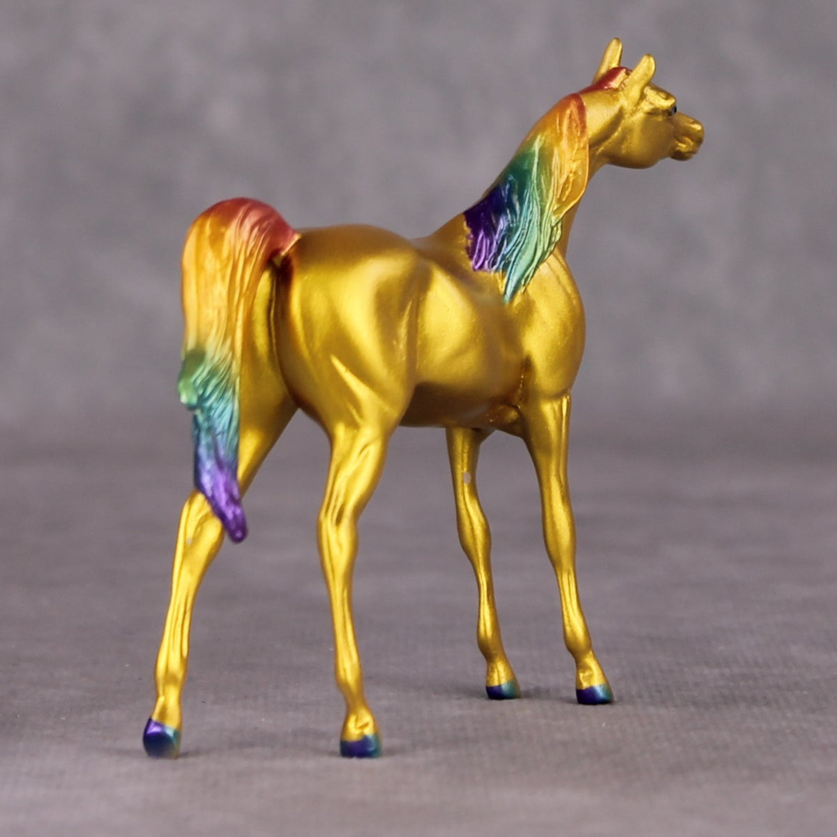 The Cat Eyes OOAK Gold with Rainbow Mane & Tail Arabian Chip By Erin Corbett and Jess Hamill HS24