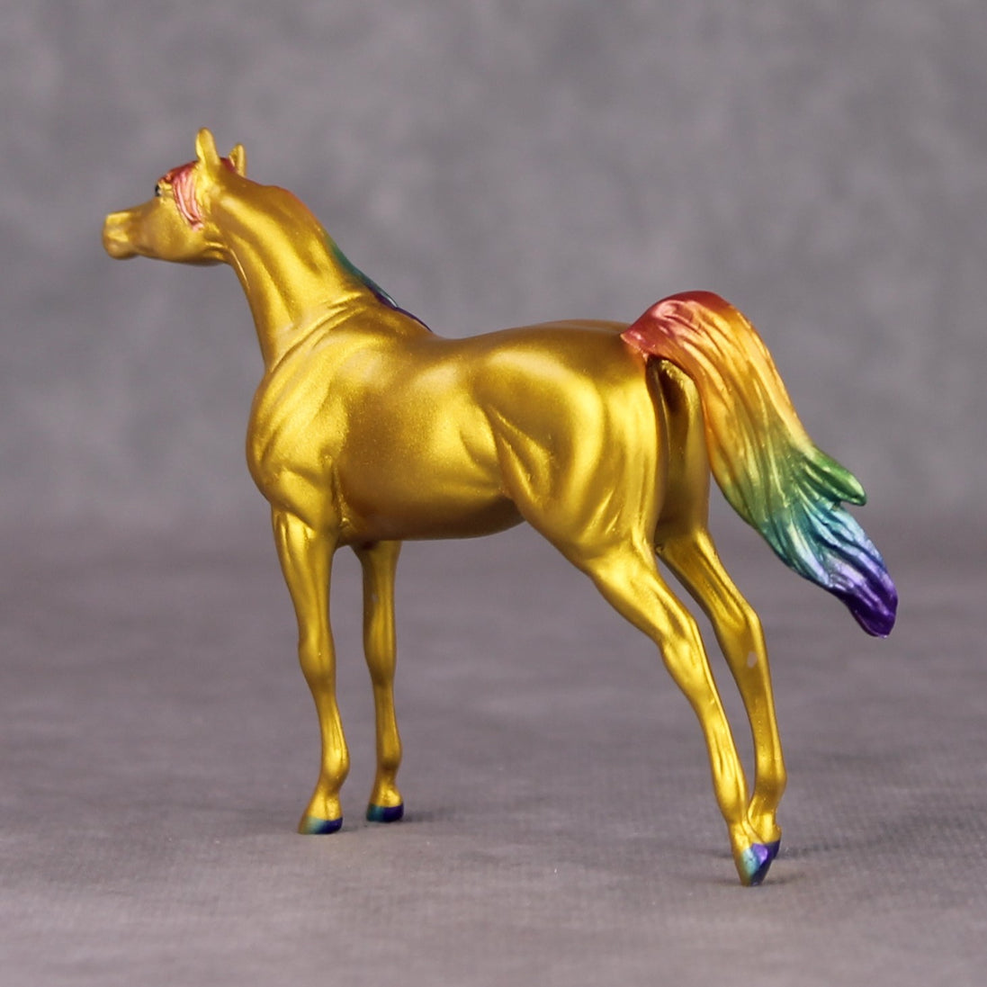 The Cat Eyes OOAK Gold with Rainbow Mane & Tail Arabian Chip By Erin Corbett and Jess Hamill HS24
