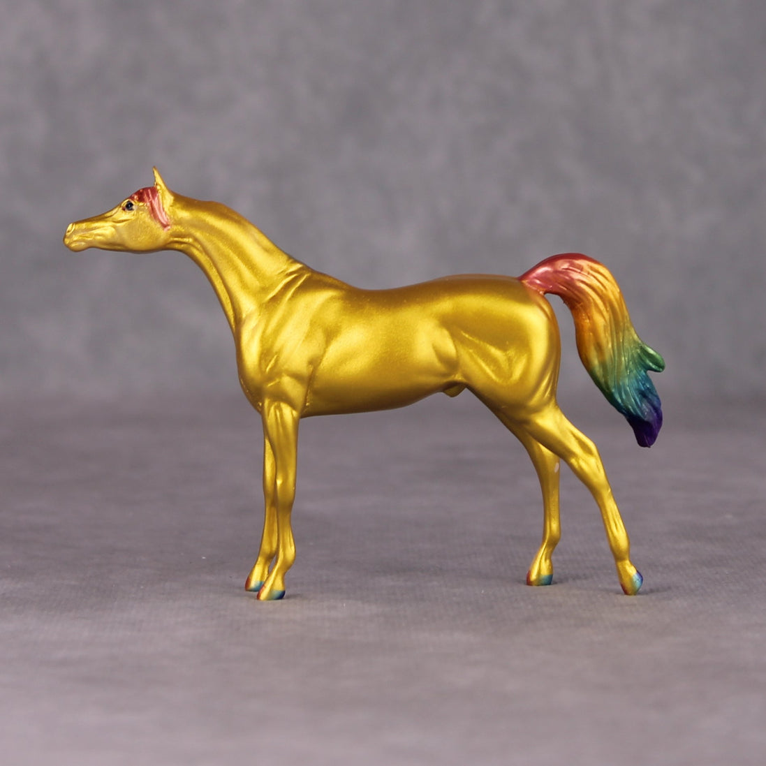 The Cat Eyes OOAK Gold with Rainbow Mane & Tail Arabian Chip By Erin Corbett and Jess Hamill HS24