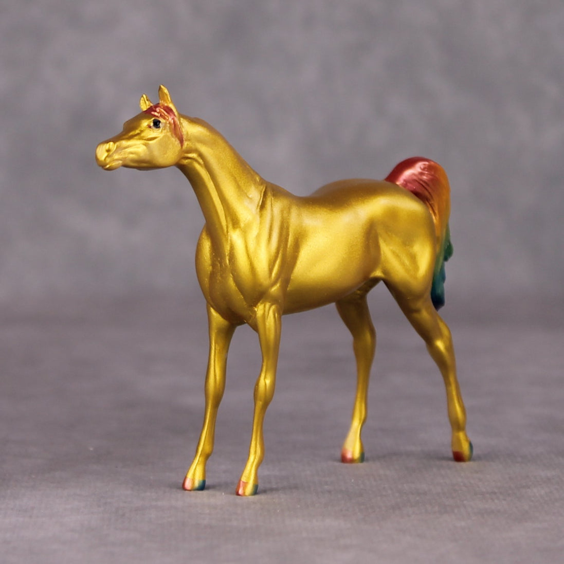 The Cat Eyes OOAK Gold with Rainbow Mane & Tail Arabian Chip By Erin Corbett and Jess Hamill HS24