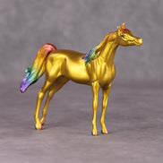 The Cat Eyes OOAK Gold with Rainbow Mane & Tail Arabian Chip By Erin Corbett and Jess Hamill HS24