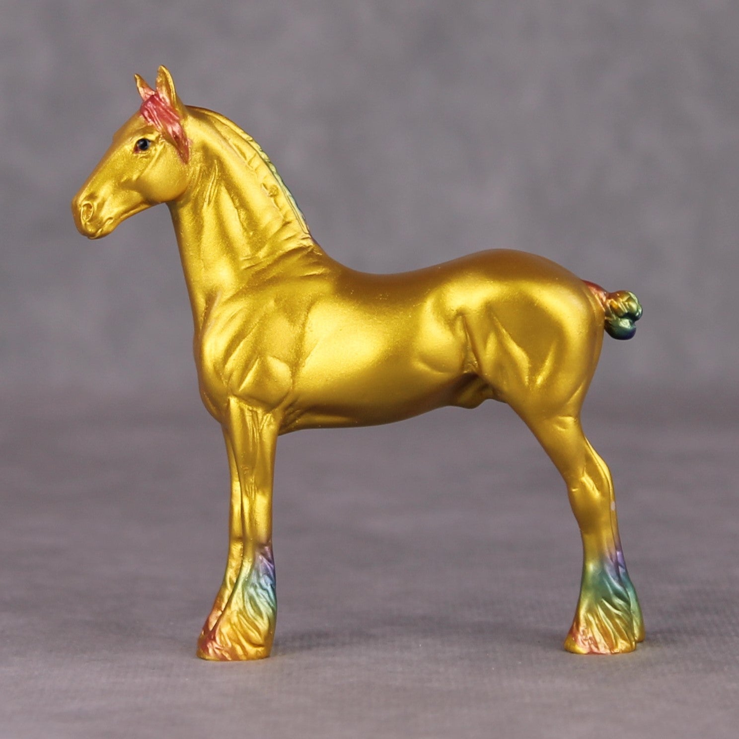 Don't Get Sad, Get Even OOAK Gold with Rainbow Mane & Tail Draft Chip By Erin Corbett and Jess Hamill HS24