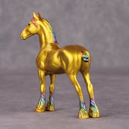 Don't Get Sad, Get Even OOAK Gold with Rainbow Mane & Tail Draft Chip By Erin Corbett and Jess Hamill HS24