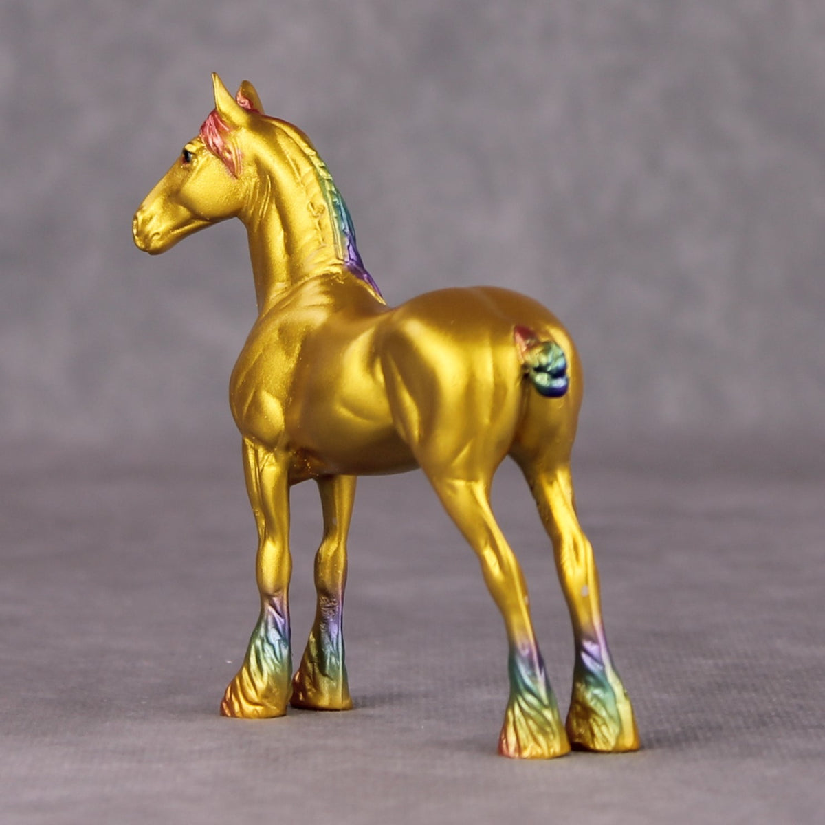Don't Get Sad, Get Even OOAK Gold with Rainbow Mane & Tail Draft Chip By Erin Corbett and Jess Hamill HS24