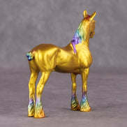 Don't Get Sad, Get Even OOAK Gold with Rainbow Mane & Tail Draft Chip By Erin Corbett and Jess Hamill HS24