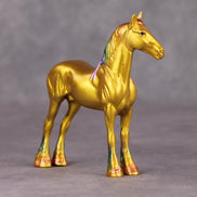 Don't Get Sad, Get Even OOAK Gold with Rainbow Mane & Tail Draft Chip By Erin Corbett and Jess Hamill HS24