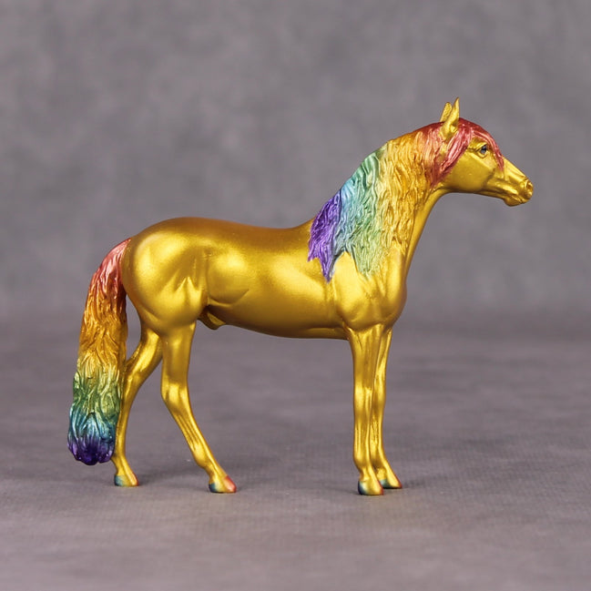 What People Want OOAK Gold with Rainbow Mane & Tail Andalusian Chip By Erin Corbett and Jess Hamill HS24