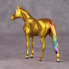 Cold Hard Proof OOAK Gold with Rainbow Mane &amp; Tail Thoroughbred Chip By Erin Corbett &amp; Jess Hamill HS24