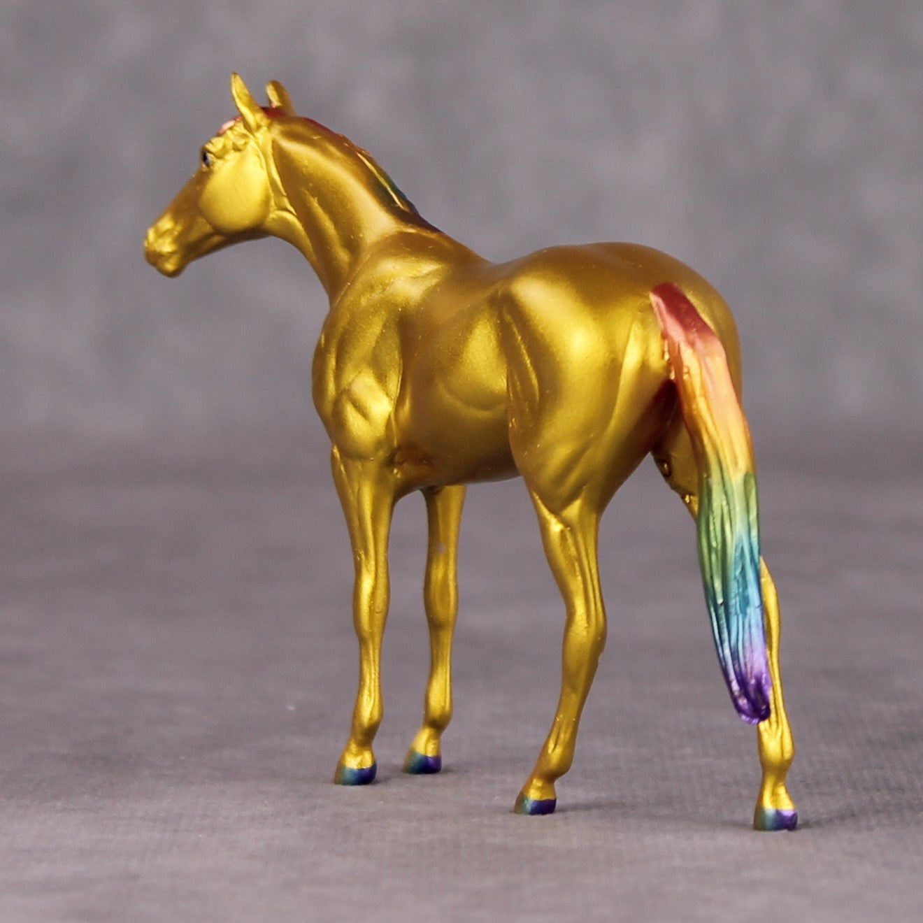 Cold Hard Proof OOAK Gold with Rainbow Mane &amp; Tail Thoroughbred Chip By Erin Corbett &amp; Jess Hamill HS24