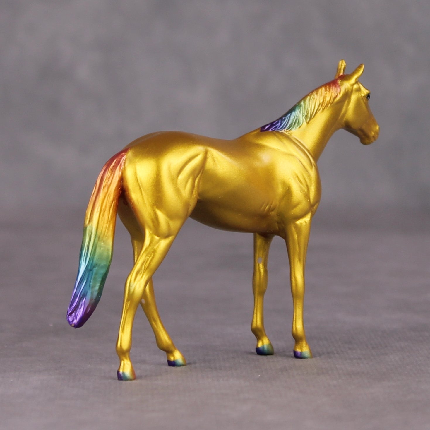 Cold Hard Proof OOAK Gold with Rainbow Mane &amp; Tail Thoroughbred Chip By Erin Corbett &amp; Jess Hamill HS24