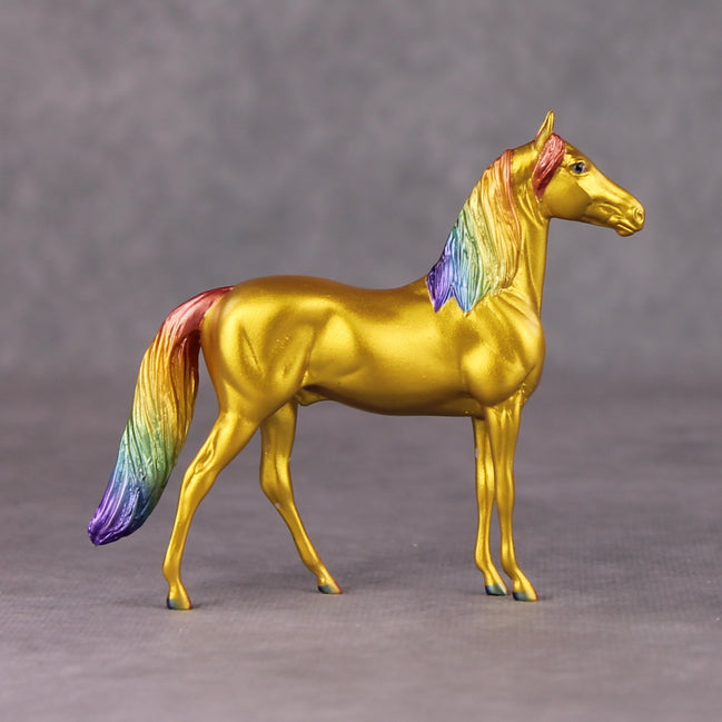 How It Ends OOAK Gold with Rainbow Mane & Tail Morgan Chip By Erin Corbett and Jess Hamill HS24
