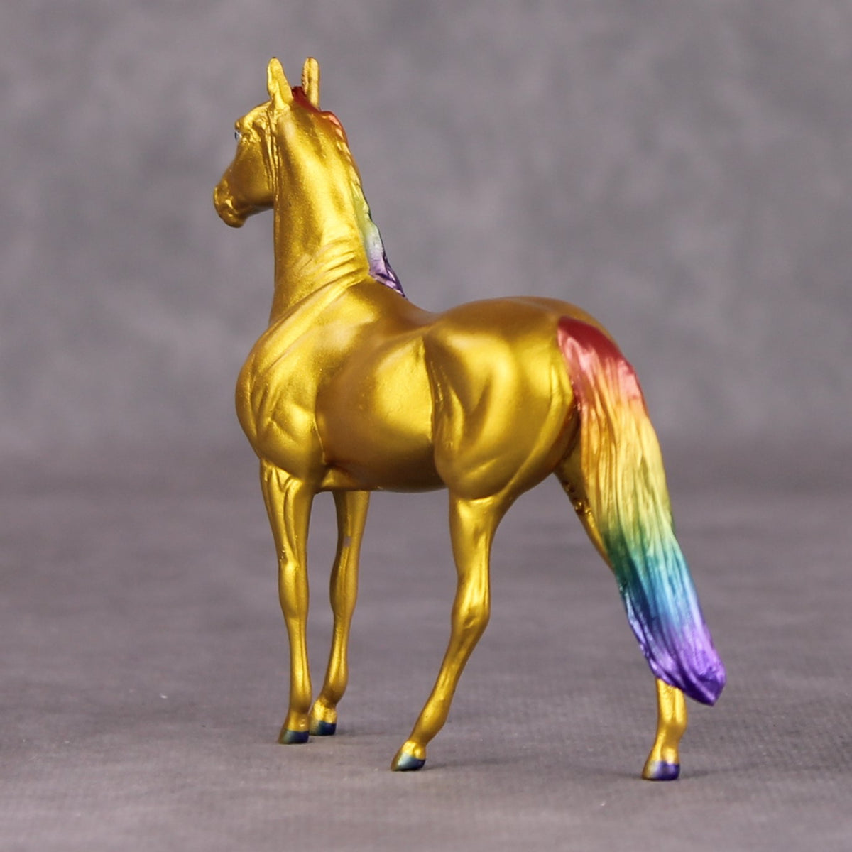 How It Ends OOAK Gold with Rainbow Mane & Tail Morgan Chip By Erin Corbett and Jess Hamill HS24