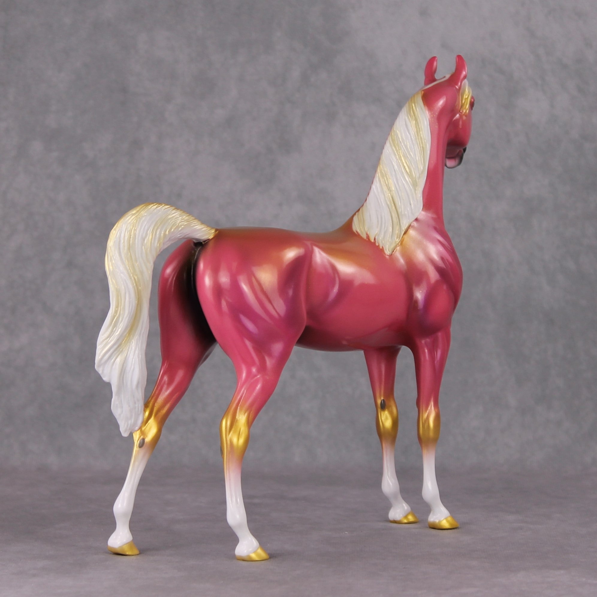 Sparkle Magic LE-9 Pink &amp; Gold Arab Stallion Painted By Angela Marleau Holiday Sale Run HS24