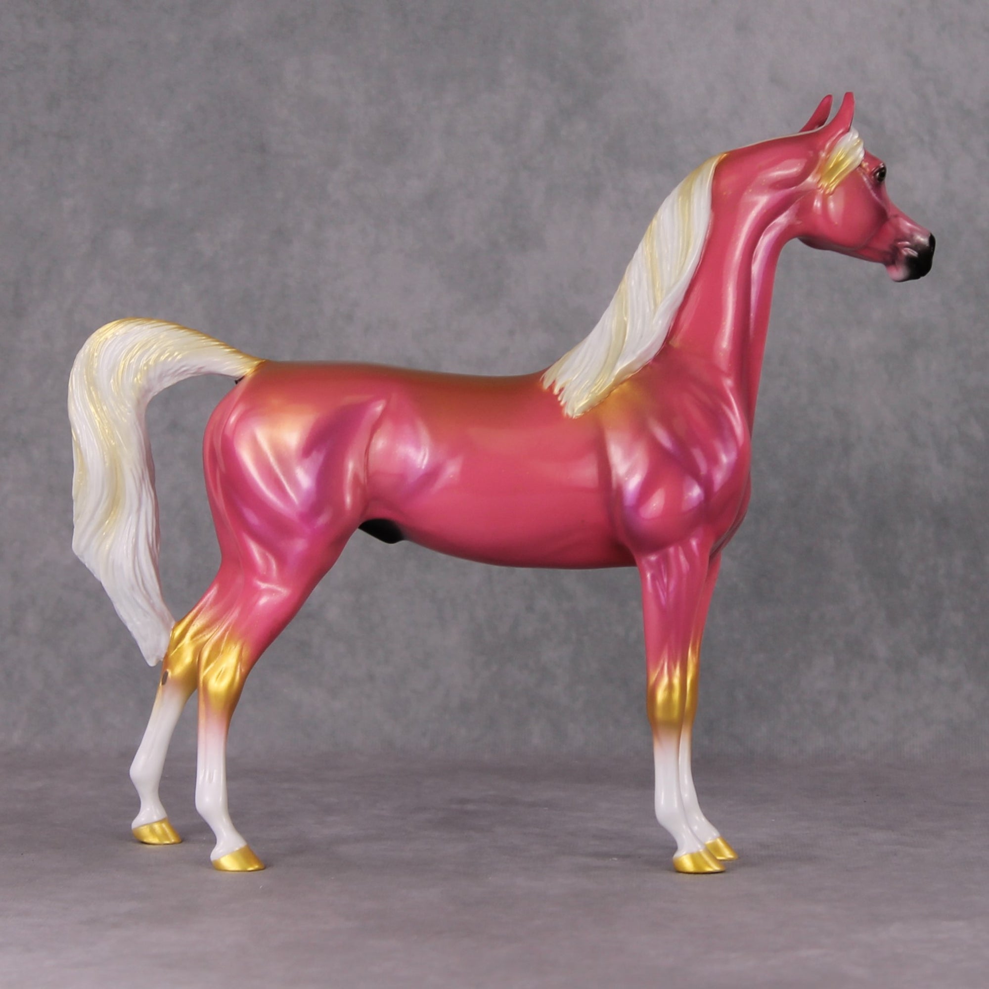 Sparkle Magic LE-9 Pink &amp; Gold Arab Stallion Painted By Angela Marleau Holiday Sale Run HS24